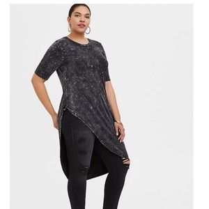 SUPER SOFT BLACK MINERAL WASH ASYMMETRICAL TUNIC
